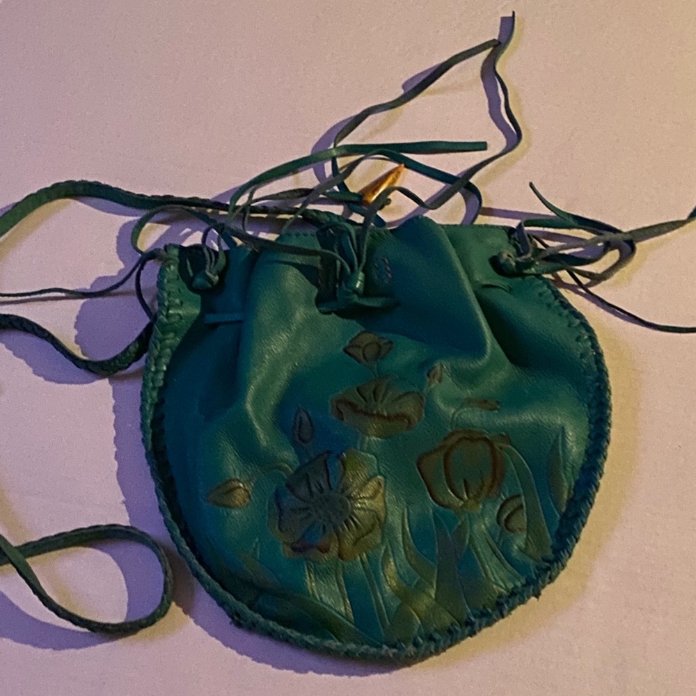 Lucky brand preowned Teal leather crossbody purse